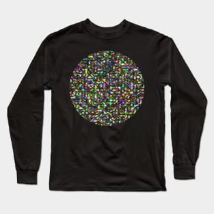 Abstract Fractal Colorful Aqua Red Yellow Green Black Opal Marbled Pattern Long Sleeve T-Shirt